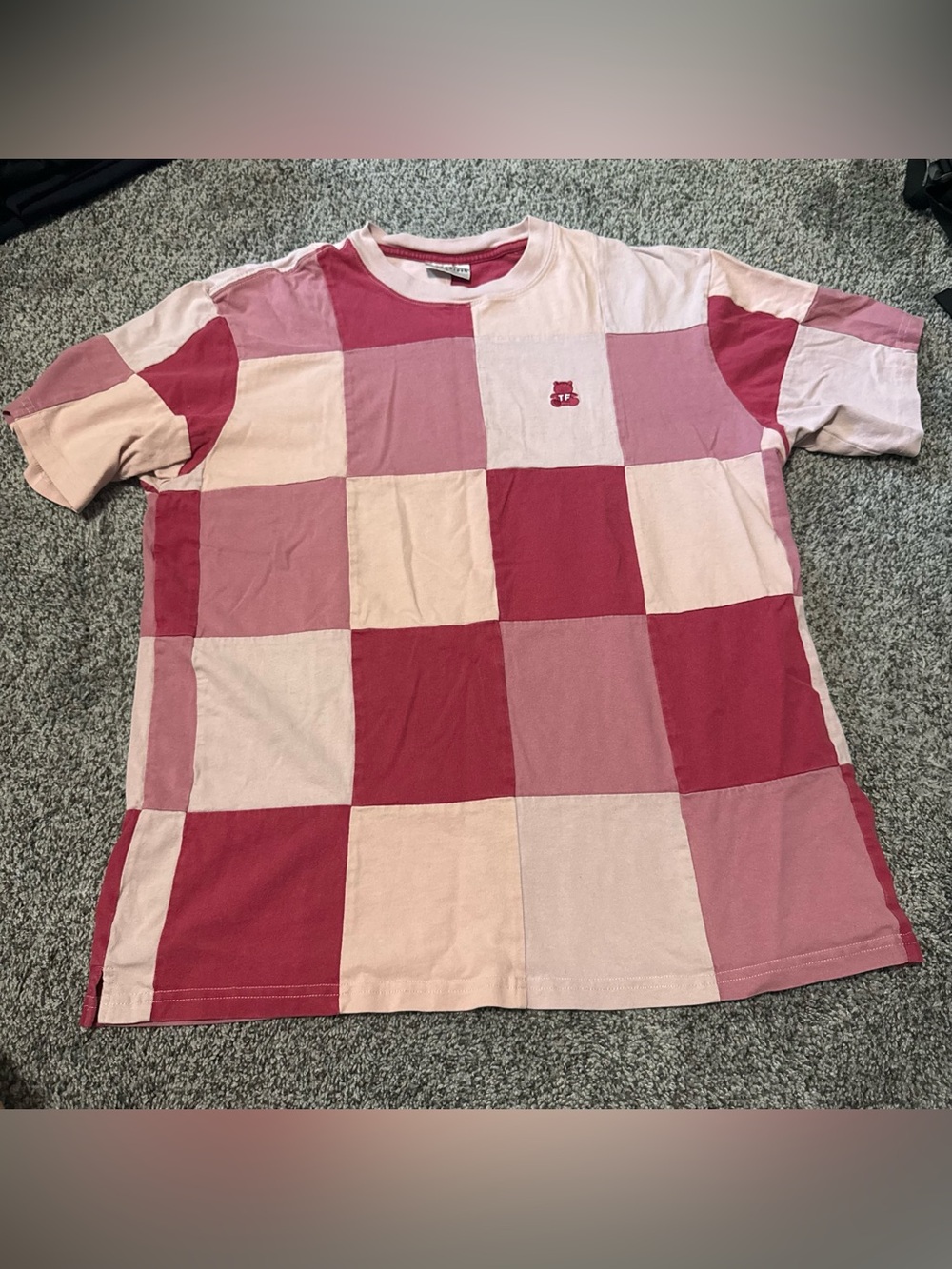 Teddy Fresh Monochrome pink patchwork t shirt
